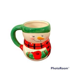 Bay island Christmas holiday mug snowman holding hot chocolate coffee cup winter